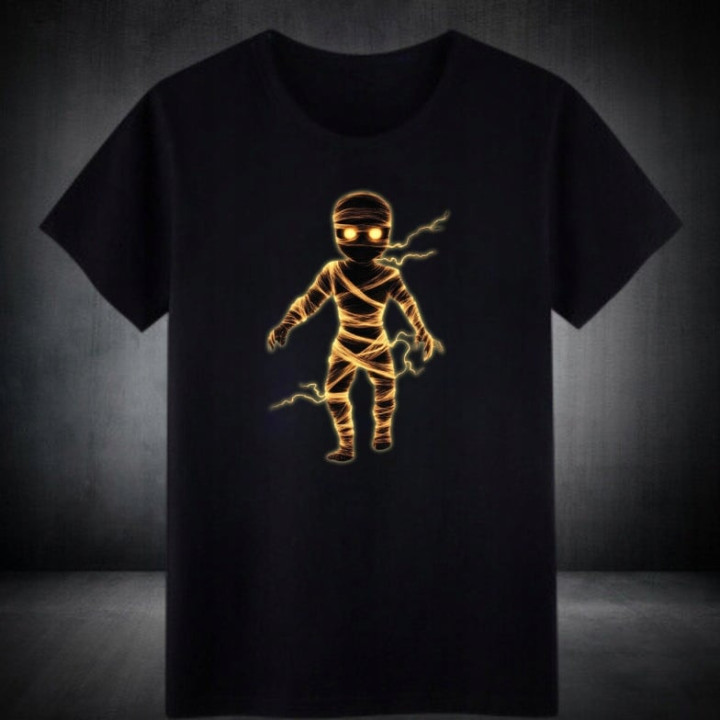Koszulka dziecięca na Halloween mroczna Mumia świecąca w ciemności t-shirt — zdjęcie 6