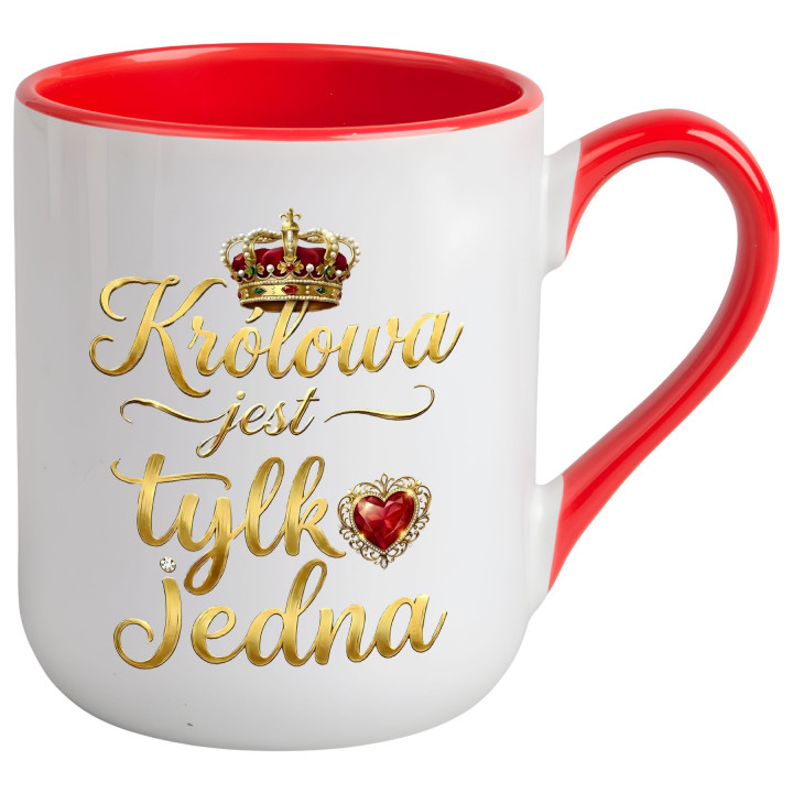 Kubek elegancki czarny Królowa jest Tylko Jedna korona serc na Dzień Kobiet