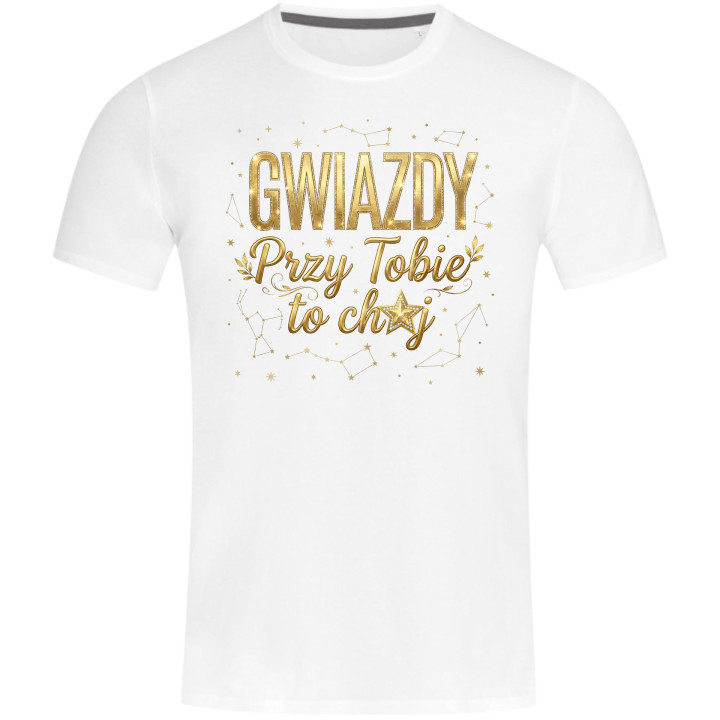 Koszulka męska Przy Tobie Gwiazdy to ch*j Złote prezent na Dzień Kobiet