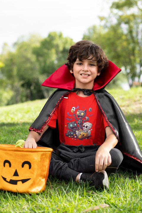 Koszulka dziecięca Zabawne Potwory dynia szkielet mumia na halloween — zdjęcie 5