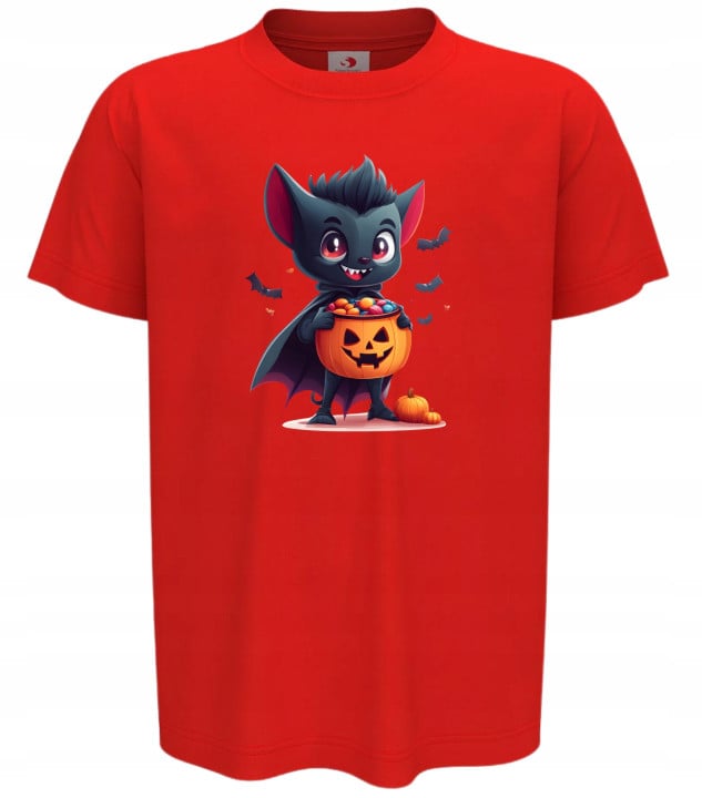 Koszulka dziecięca Zabawny Nietoperz z Dynią cukierek albo psikus Halloween