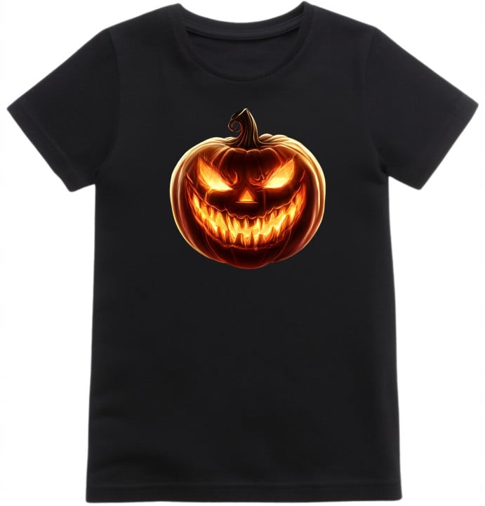 Koszulka dziecięca Straszna Groźna Dynia Halloween Świecąca w ciemności