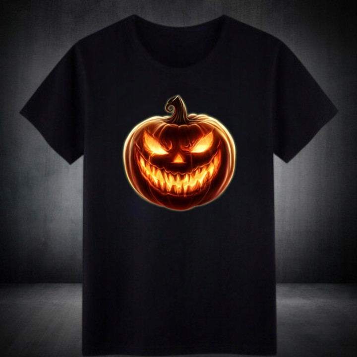Koszulka dziecięca Straszna Groźna Dynia Halloween Świecąca w ciemności — zdjęcie 6