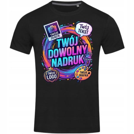 Koszulka męska z własnym dowolnym nadrukiem logo zdjęciem grafiką t-shirt