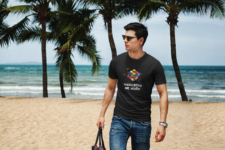 Koszulka męska Kolorowa Kostka Rubika - Wszystko się ułoży t-shirt męski — zdjęcie 2