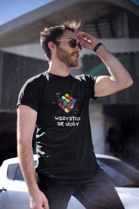 Koszulka męska Kolorowa Kostka Rubika - Wszystko się ułoży t-shirt męski — zdjęcie 3