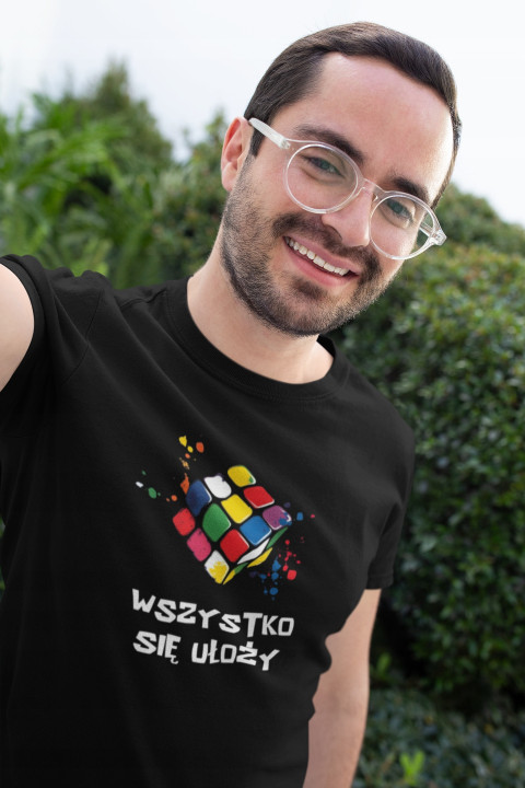 Koszulka męska Kolorowa Kostka Rubika - Wszystko się ułoży t-shirt męski — zdjęcie 4
