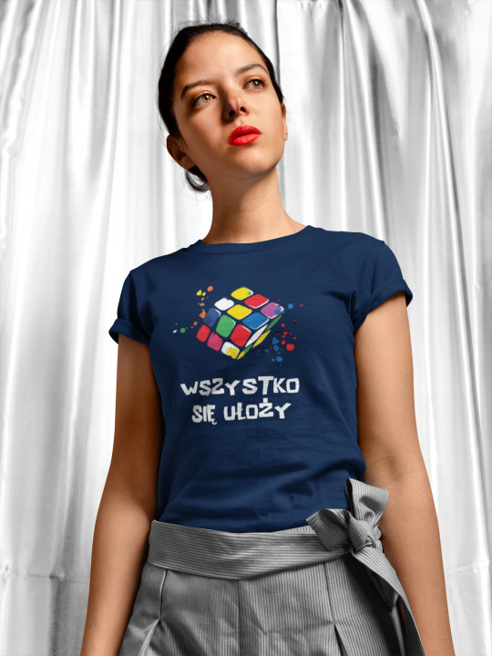 Koszulka damska Kolorowa Kostka Rubika - Wszystko się ułoży t-shirt damska — zdjęcie 2