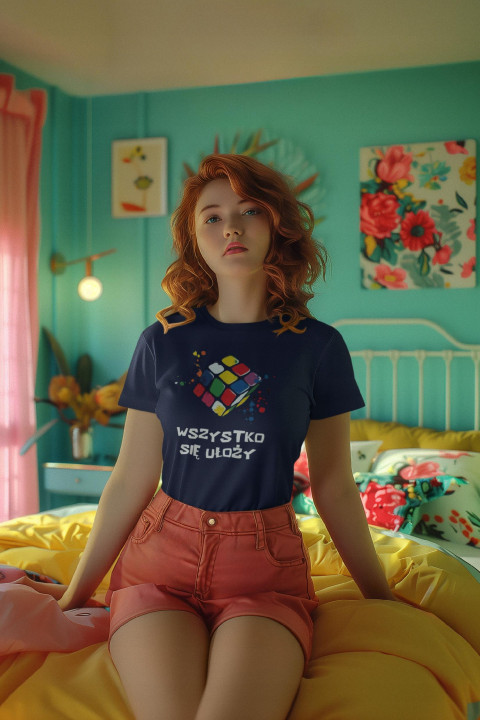Koszulka damska Kolorowa Kostka Rubika - Wszystko się ułoży t-shirt damska — zdjęcie 3