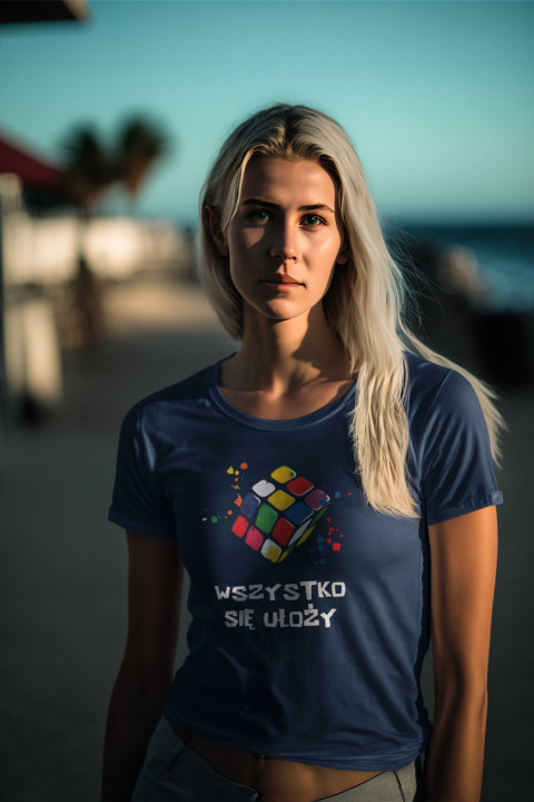 Koszulka damska Kolorowa Kostka Rubika - Wszystko się ułoży t-shirt damska — zdjęcie 4
