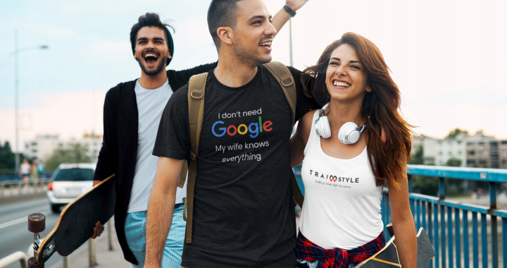 Koszulka męska I dont need Google my wife knows everything prezent dla męża — zdjęcie 2
