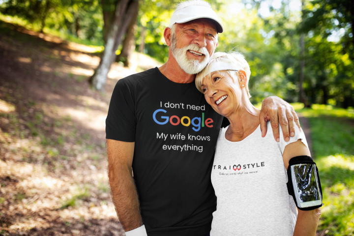 Koszulka męska I dont need Google my wife knows everything prezent dla męża — zdjęcie 3
