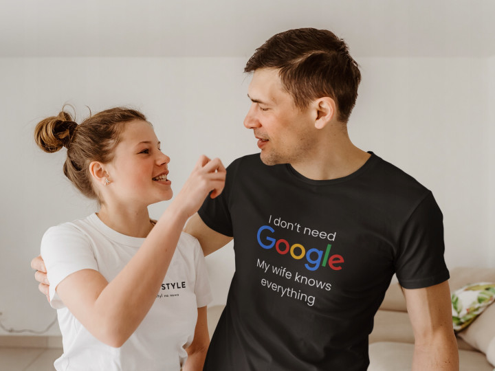 Koszulka męska I dont need Google my wife knows everything prezent dla męża — zdjęcie 5