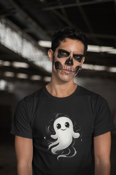 Koszulka męska Uroczy Duszek Duch Halloween Świecąca w ciemności t-shirt — zdjęcie 2