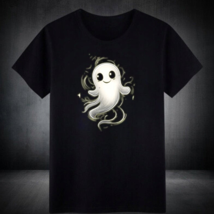 Koszulka męska Uroczy Duszek Duch Halloween Świecąca w ciemności t-shirt — zdjęcie 6