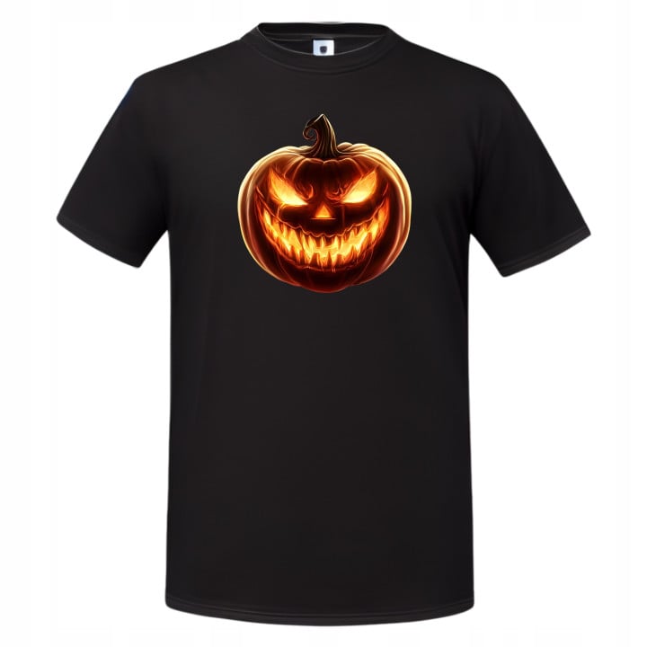 Koszulka męska Straszna Groźna Dynia Halloween Świecąca w ciemności
