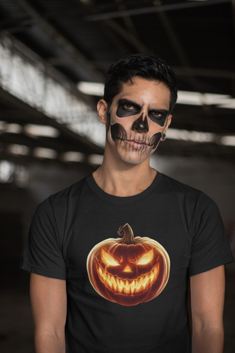 Koszulka męska Straszna Groźna Dynia Halloween Świecąca w ciemności — zdjęcie 5