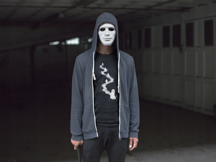 Koszulka męska Ścieżka Duchów t-shirt na Halloween Świecąca w ciemności — zdjęcie 5