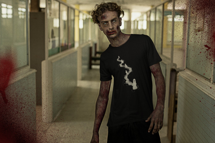 Koszulka męska Ścieżka Duchów t-shirt na Halloween Świecąca w ciemności — zdjęcie 6