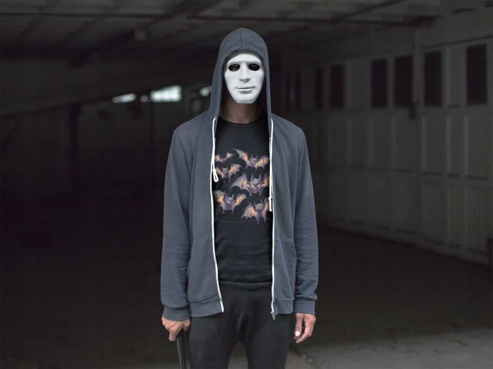 Koszulka męska Halloween Mroczne straszne Nietoperze w locie t-shirt — zdjęcie 3