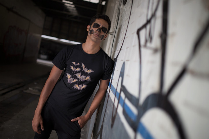Koszulka męska Halloween Mroczne straszne Nietoperze w locie t-shirt — zdjęcie 5