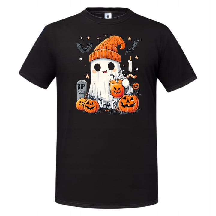Koszulka męska Wesoły Śmieszny Duch Duszek z dyniami RIP na Halloween