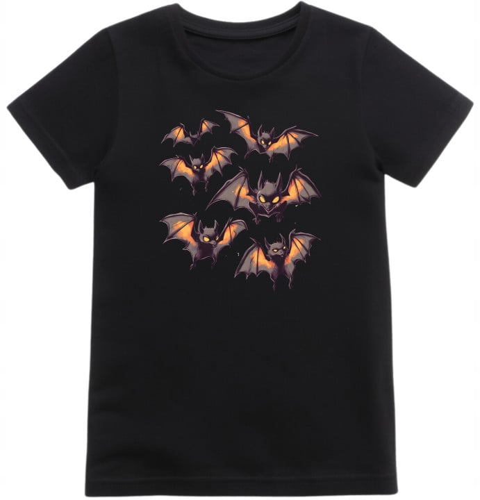 Koszulka dziecięca Halloween Mroczne straszne Nietoperze w locie t-shirt