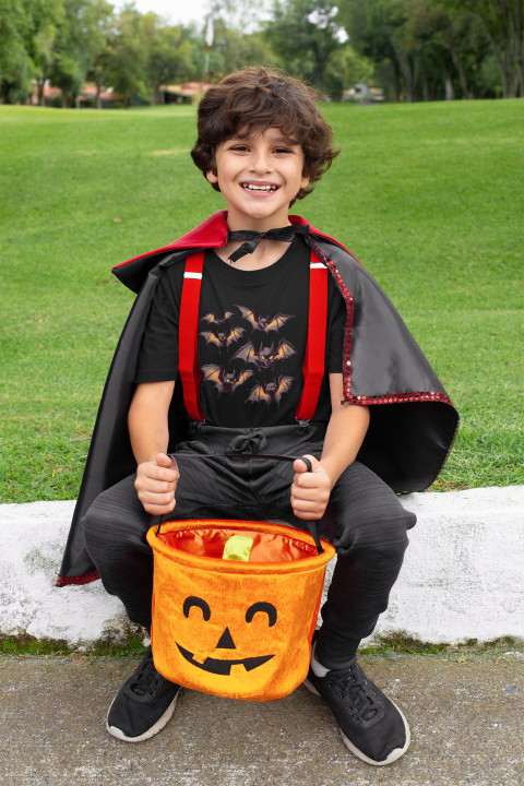 Koszulka dziecięca Halloween Mroczne straszne Nietoperze w locie t-shirt — zdjęcie 4