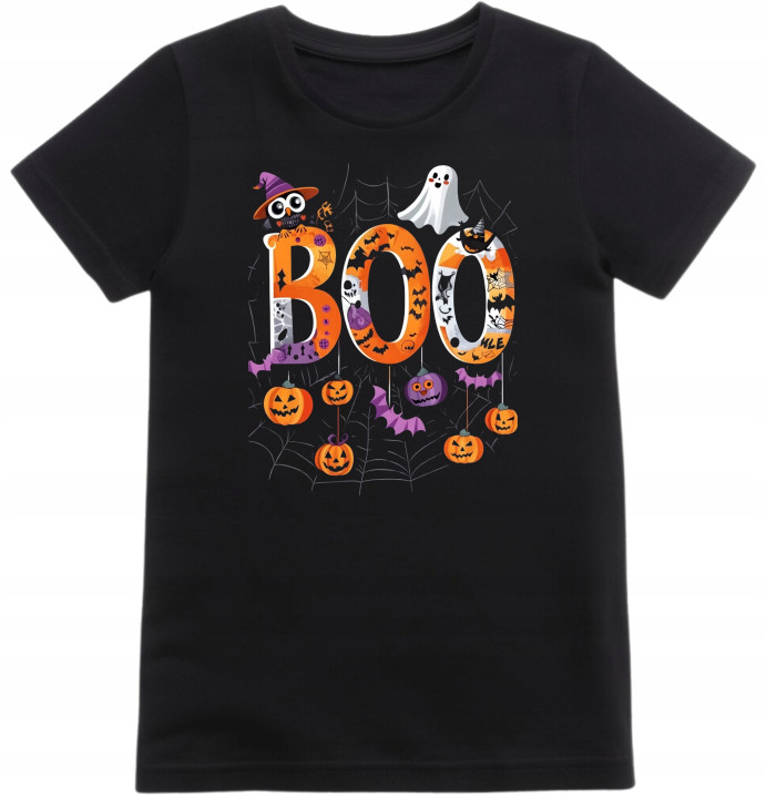 Koszulka dziecięca ze strasznym napisem BOO! przestrasz się na Halloween