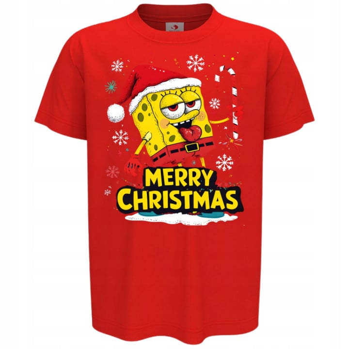 Koszulka dziecięca Świąteczna na Święta Wesoły SpongeBob Merry Christmas