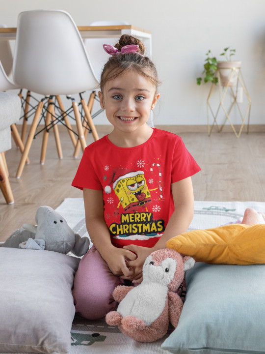 Koszulka dziecięca Świąteczna na Święta Wesoły SpongeBob Merry Christmas — zdjęcie 3