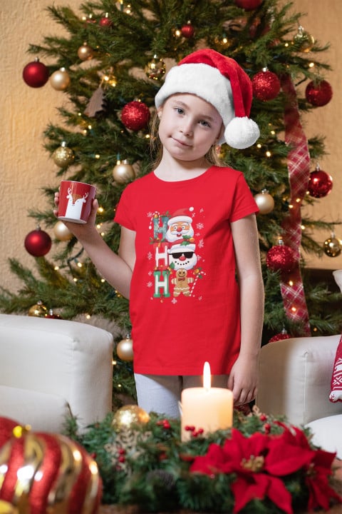 Koszulka dziecięca Świąteczna na Święta HO HO HO Mikołaj Bałwanek Piernik — zdjęcie 4