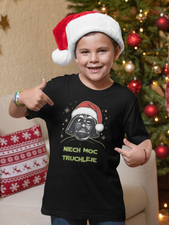 Koszulka dziecięca Świąteczna t-shirt prezent na Święta Niech Moc Truchleje — zdjęcie 2