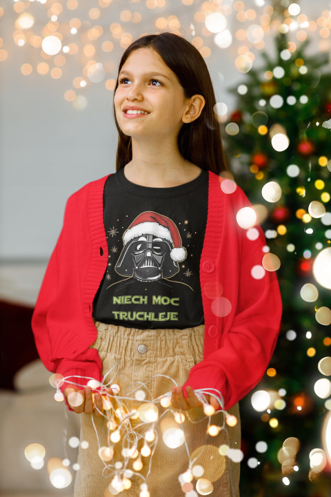 Koszulka dziecięca Świąteczna t-shirt prezent na Święta Niech Moc Truchleje — zdjęcie 3