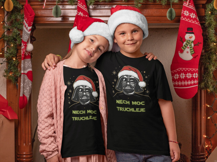 Koszulka dziecięca Świąteczna t-shirt prezent na Święta Niech Moc Truchleje — zdjęcie 5