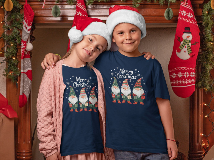 Koszulka dziecięca Świąteczna prezent Święta Trójka Gnomów Merry Christmas — zdjęcie 2
