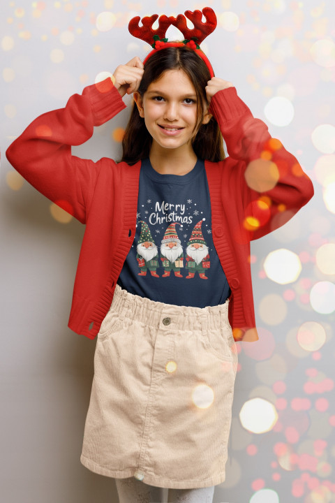 Koszulka dziecięca Świąteczna prezent Święta Trójka Gnomów Merry Christmas — zdjęcie 3