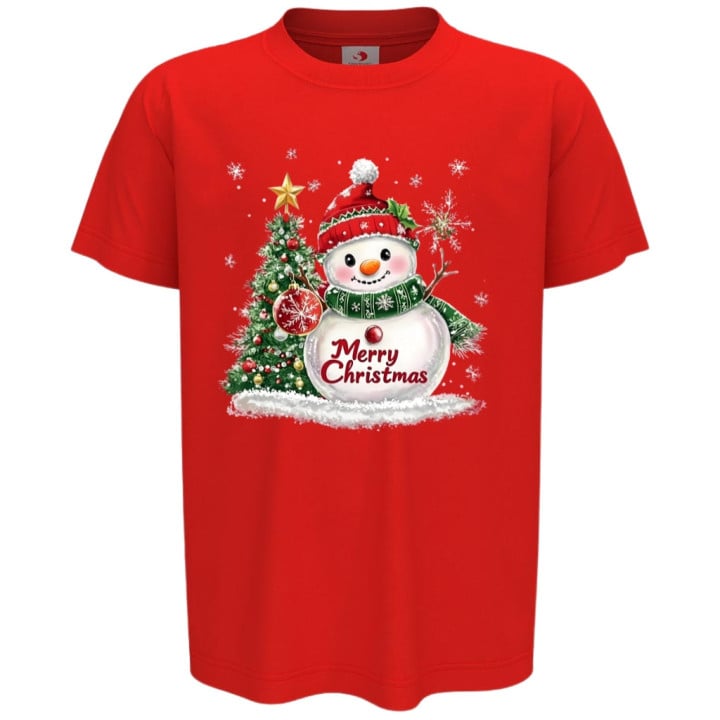 Koszulka dziecięca Świąteczna Święta Bałwanek z Choinką Merry Christmas