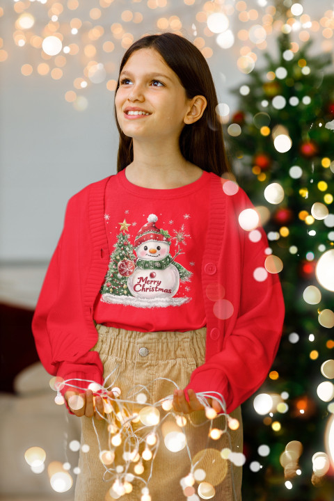 Koszulka dziecięca Świąteczna Święta Bałwanek z Choinką Merry Christmas — zdjęcie 3