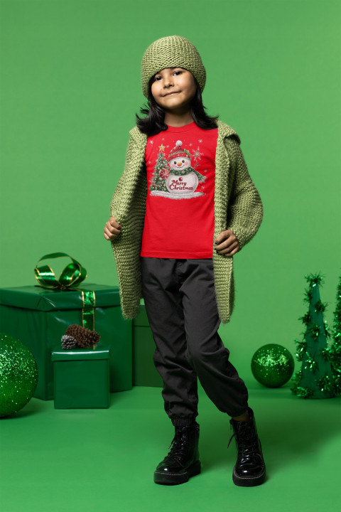 Koszulka dziecięca Świąteczna Święta Bałwanek z Choinką Merry Christmas — zdjęcie 4