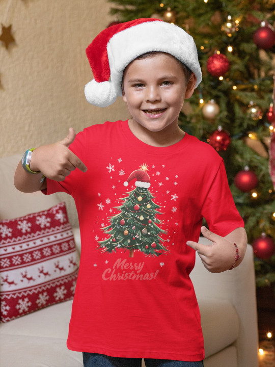 Koszulka dziecięca Świąteczna prezent Święta Choinka Merry Christmas — zdjęcie 2