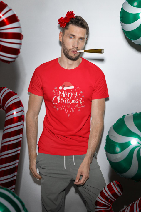 Koszulka męska Świąteczna na Święta Tętniące Miłością Merry Christmas — zdjęcie 3
