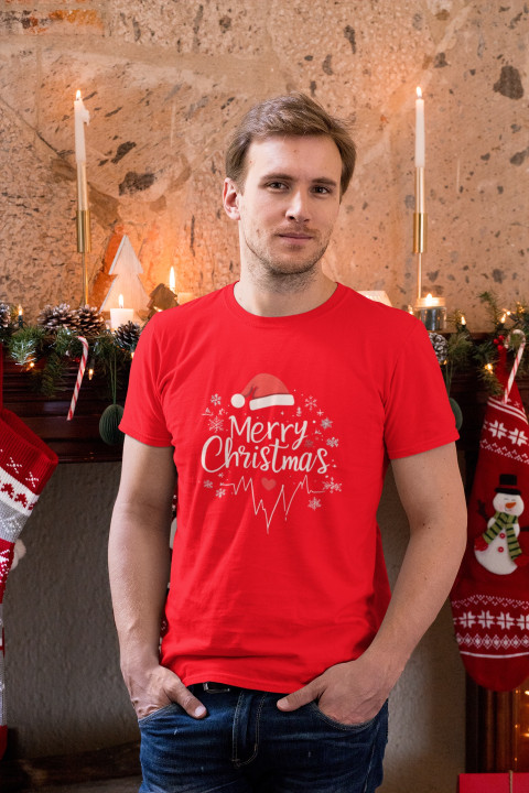 Koszulka męska Świąteczna na Święta Tętniące Miłością Merry Christmas — zdjęcie 4