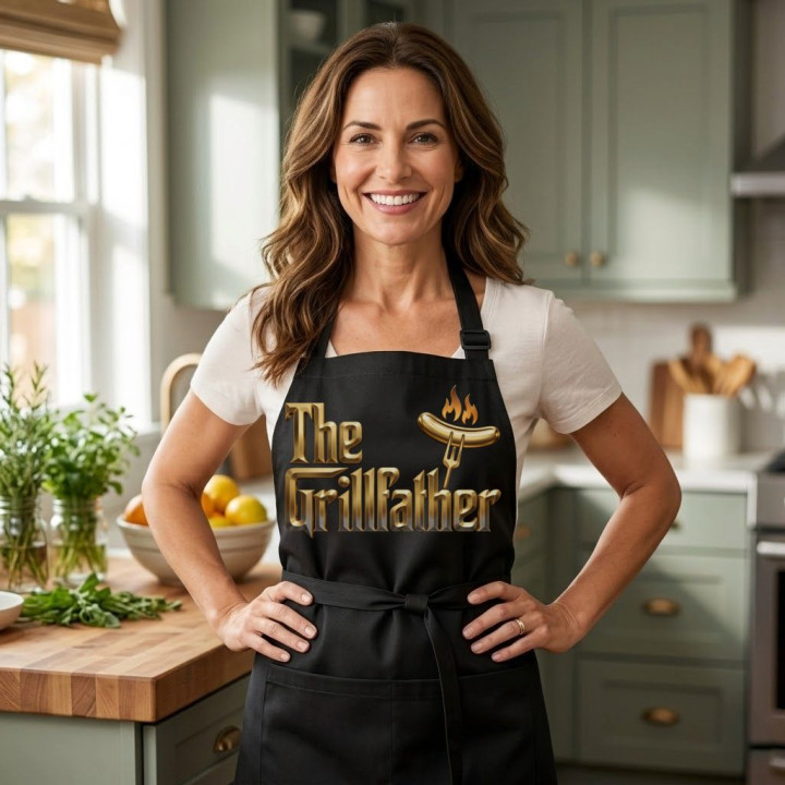 Fartuch prezent na Dzień Ojca dla Taty król grilla The Grillfather — zdjęcie 2