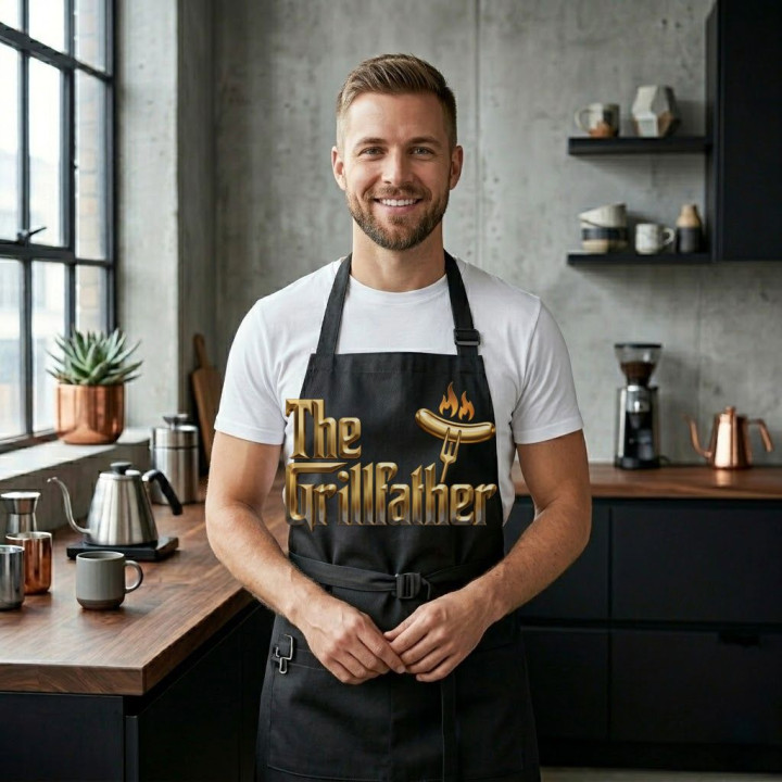 Fartuch prezent na Dzień Ojca dla Taty król grilla The Grillfather — zdjęcie 4