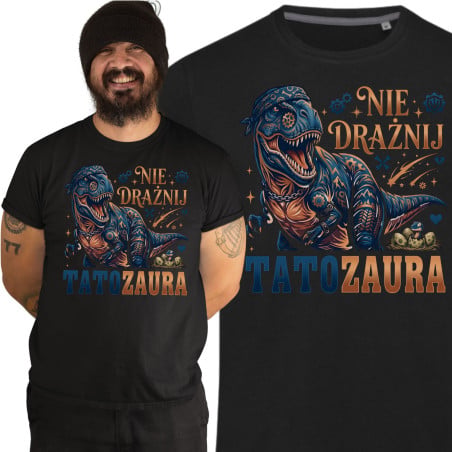 Koszulka męska prezent na Dzień Ojca dla taty Tatozaur dinozaur śmieszny
