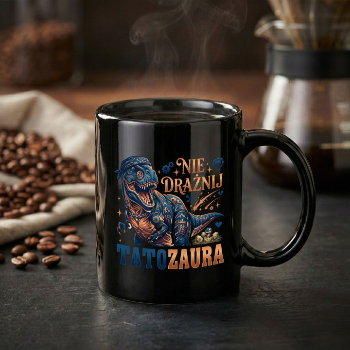 Kubek prezent na Dzień Ojca dla taty Tatozaur dinozaur śmieszny — zdjęcie 2