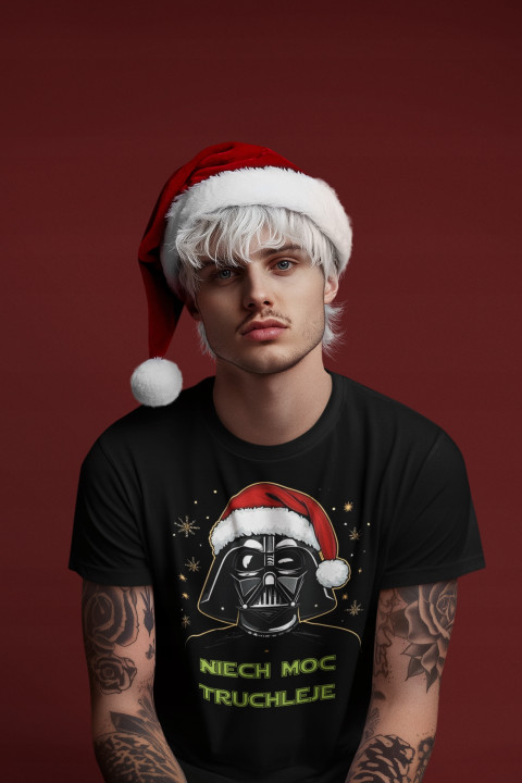 Koszulka męska Świąteczna t-shirt prezent na Święta Niech Moc Truchleje — zdjęcie 3