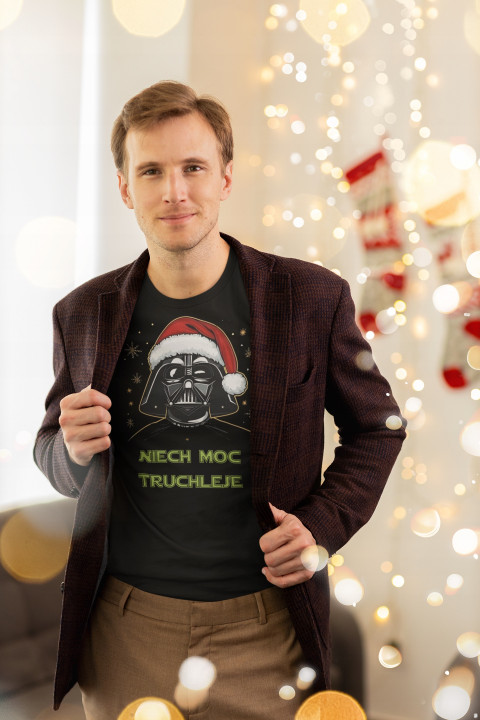 Koszulka męska Świąteczna t-shirt prezent na Święta Niech Moc Truchleje — zdjęcie 4