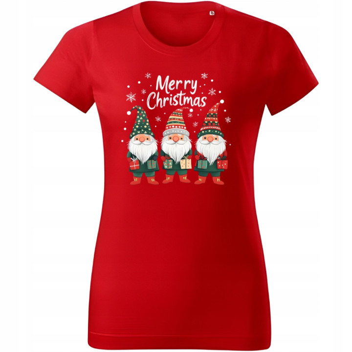Koszulka damska Świąteczna prezent na Święta Trójka Gnomów Merry Christmas